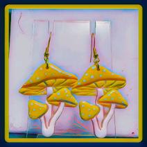 handmade polymer clay mushroom earrings
