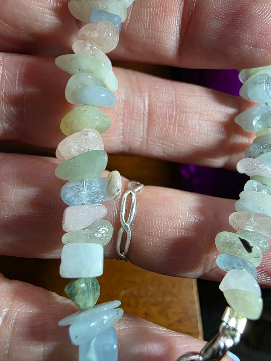 Beryl Morganite natural beaded bracelet