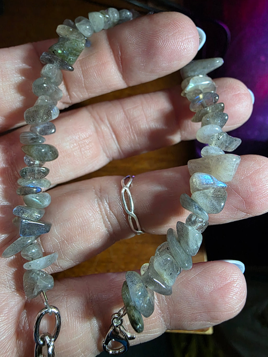 Labradorite natural beaded bracelet