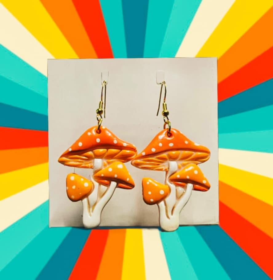 handmade polymer clay mushroom earrings
