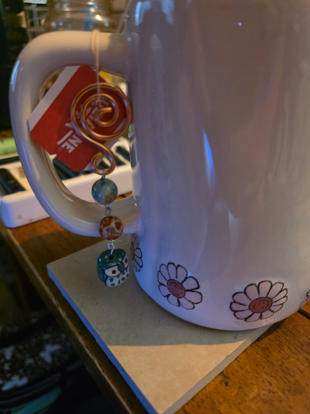 Whimsical owl tea dangle