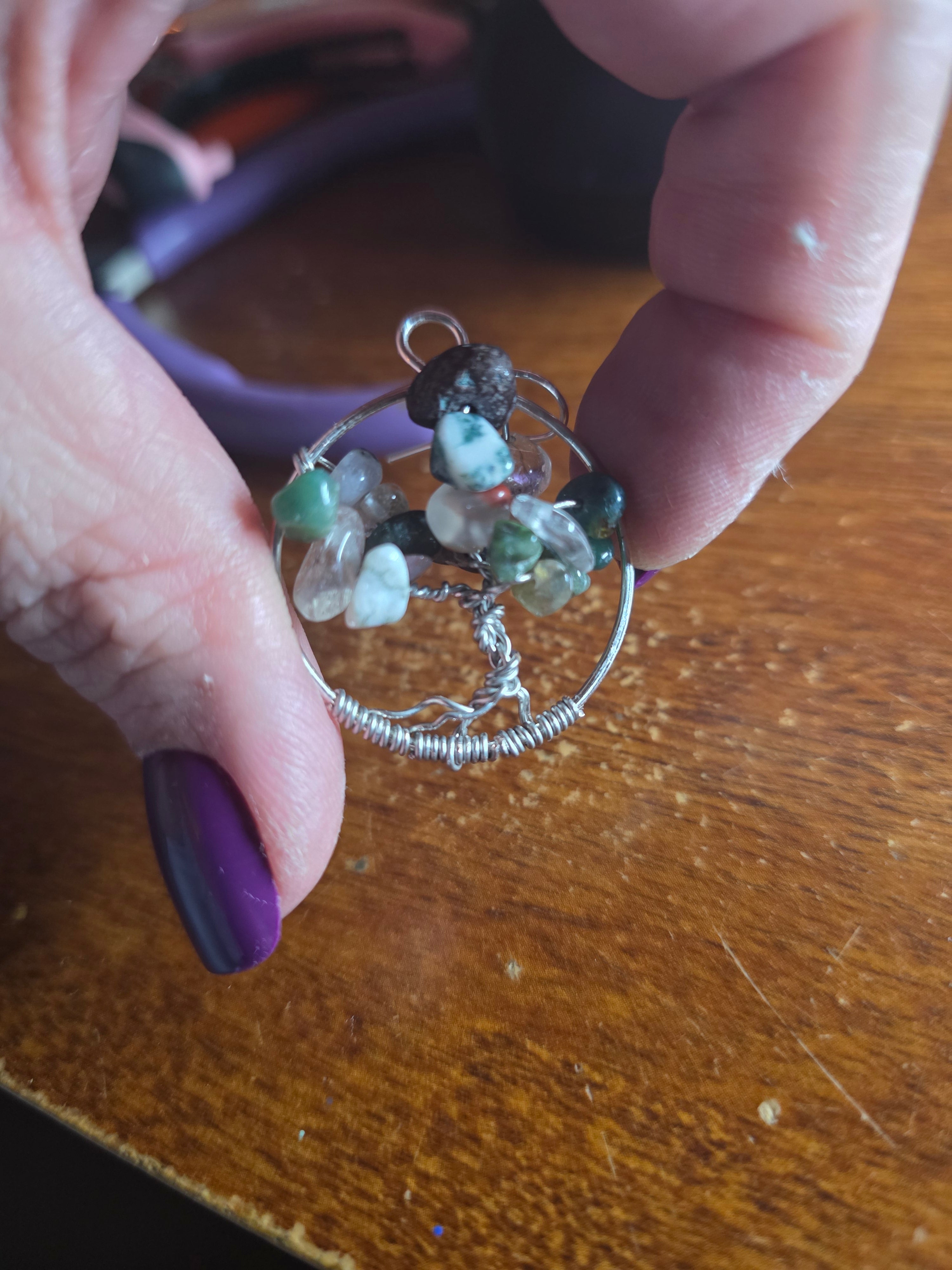 Moss Agate tree of life dangle