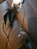 Double Moonstone and Amethyst feathered hair clip