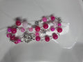 Pink striped agate mushroom bracelet