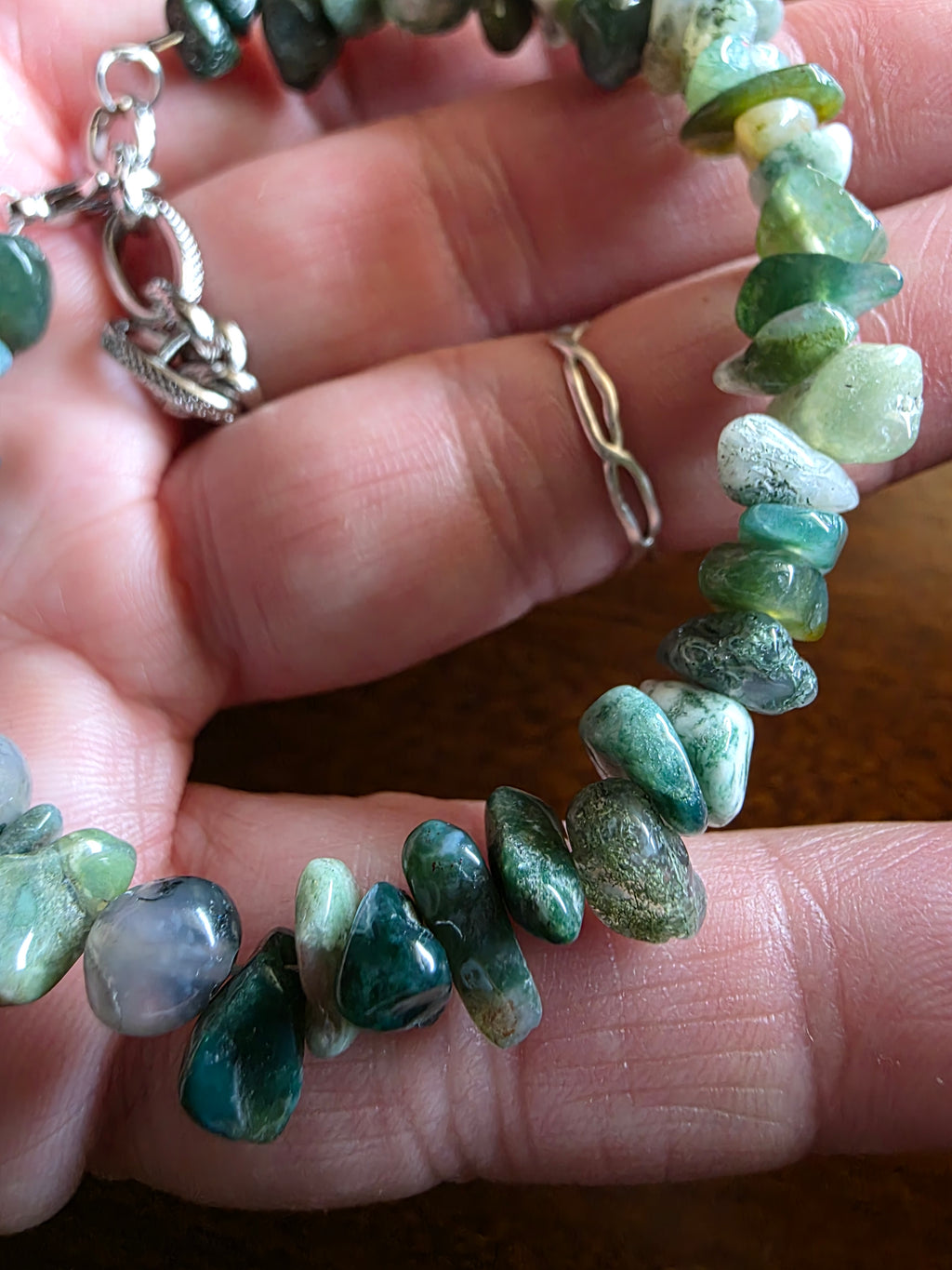 Moss Agate natural beaded bracelet