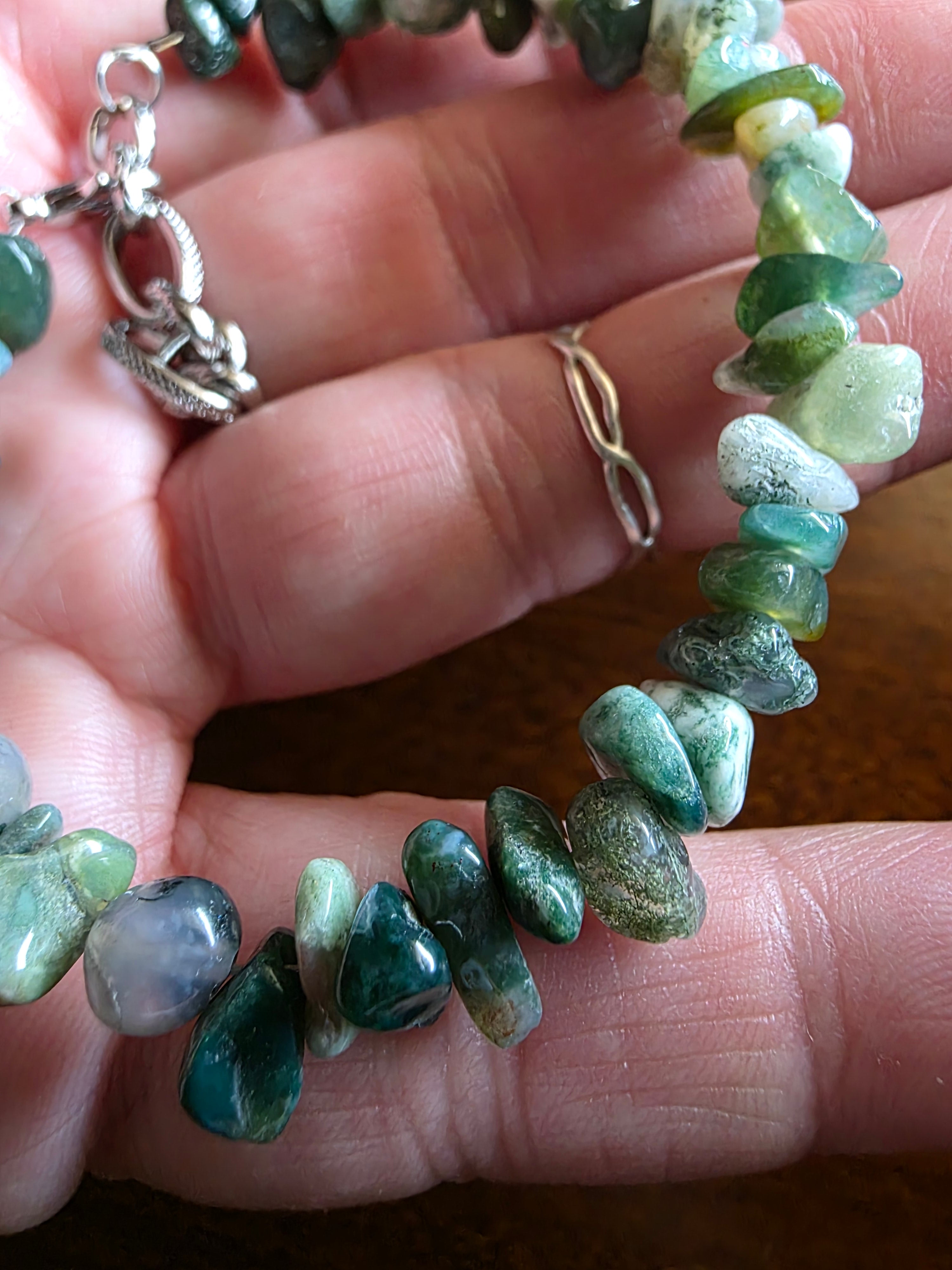 Moss Agate natural beaded bracelet