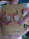 Floral resin hexagon earrings