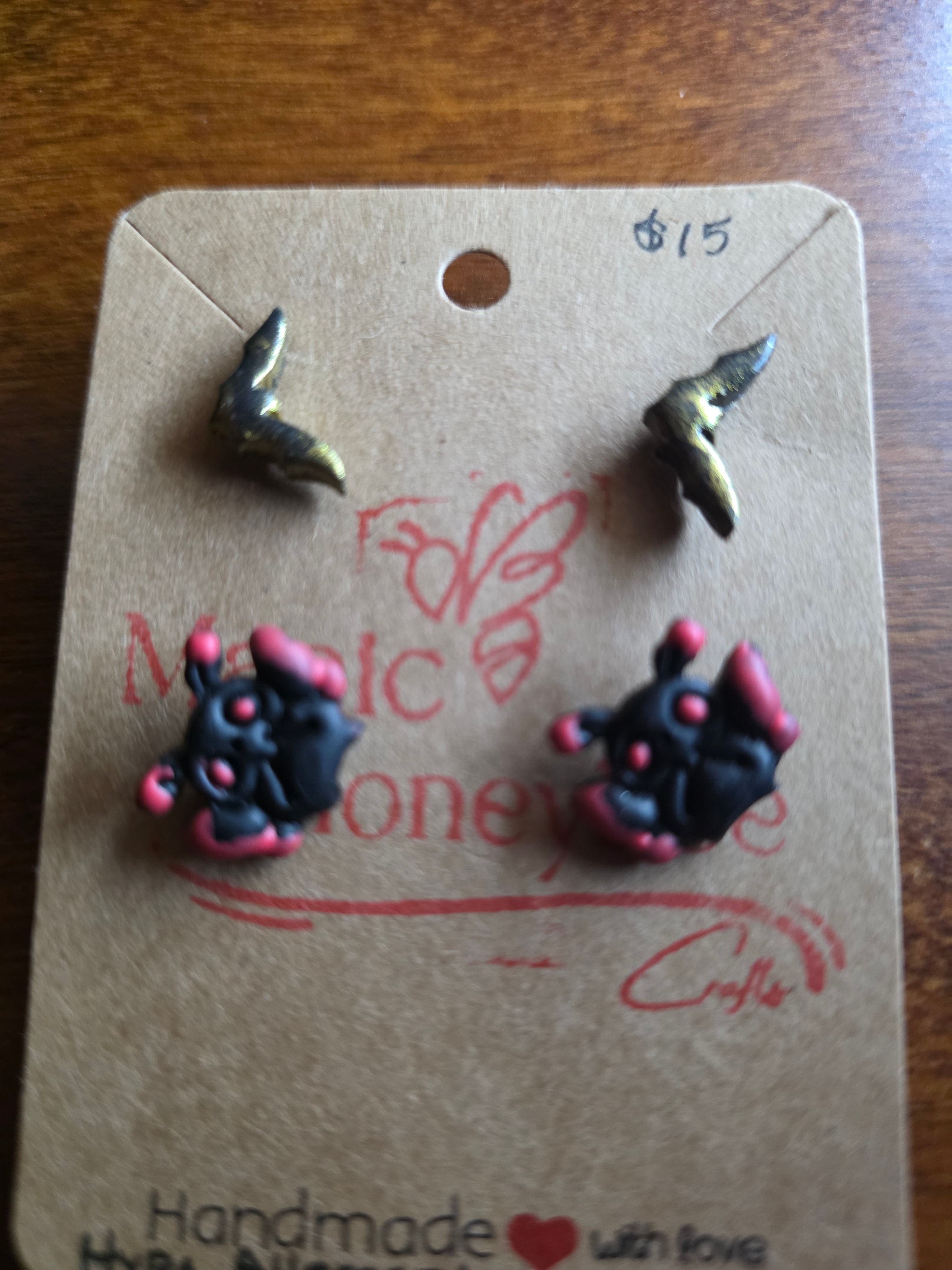 Cryptid polymer clay studs hand made