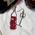 Wine themed hand wrapped copper earring set