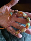 Hand wrapped copper and agate bracelet stack
