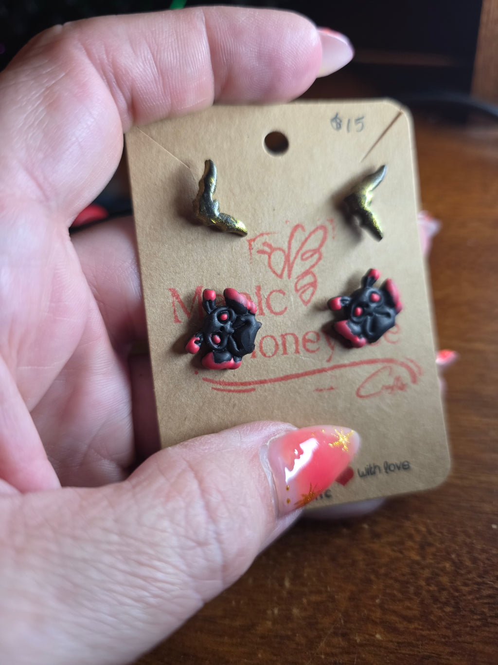 Cryptid polymer clay studs hand made