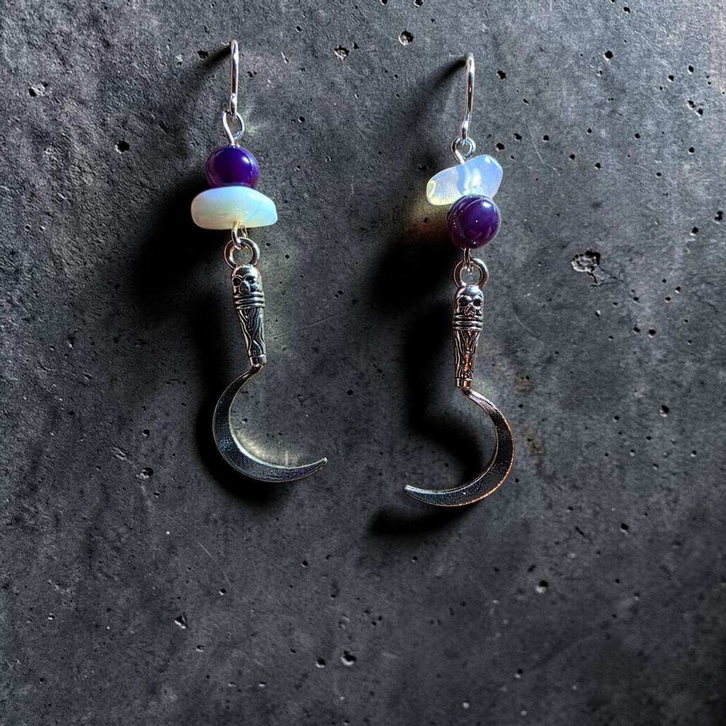 Funky scythe earrings
