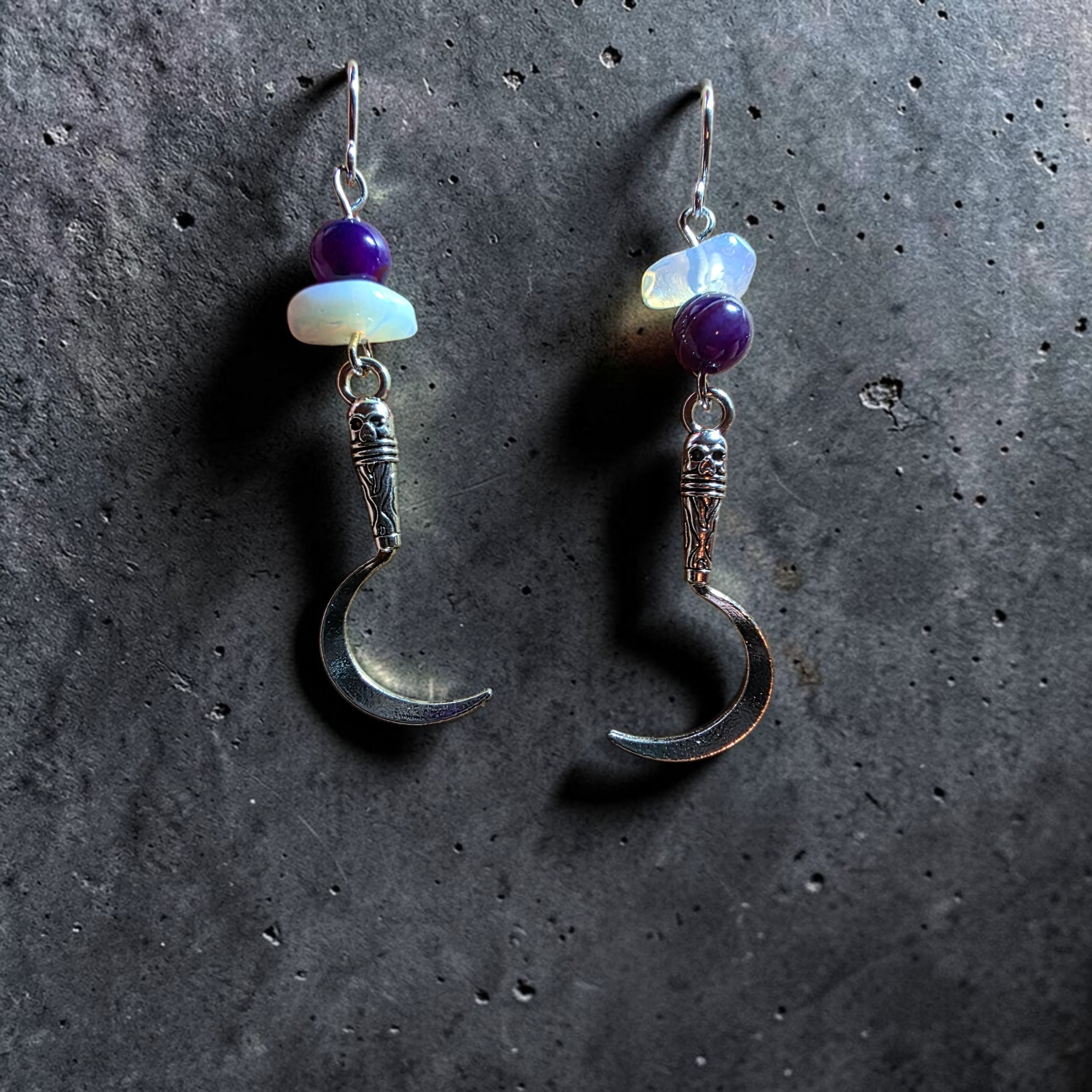 Funky scythe earrings