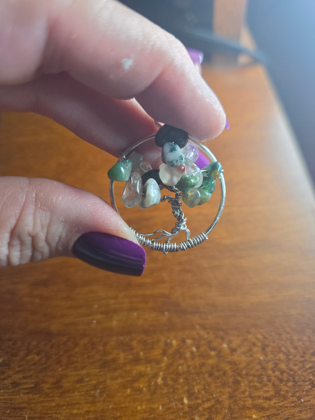 Moss Agate tree of life dangle