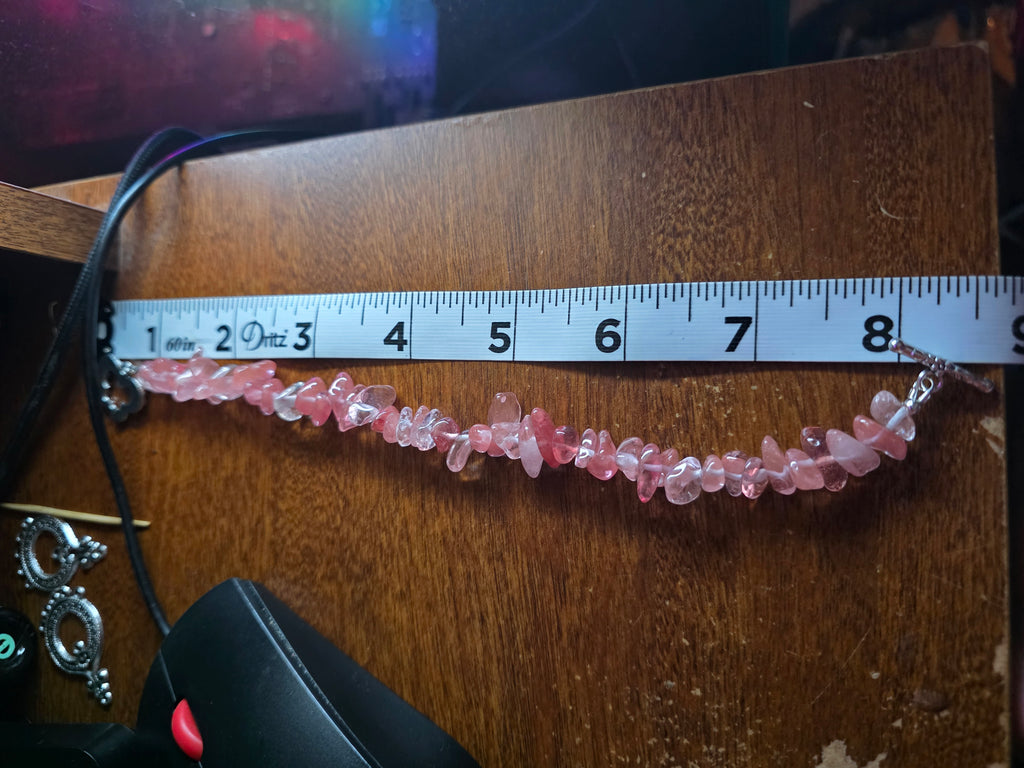 Watermelon quartz bracelet with butterfly clasp