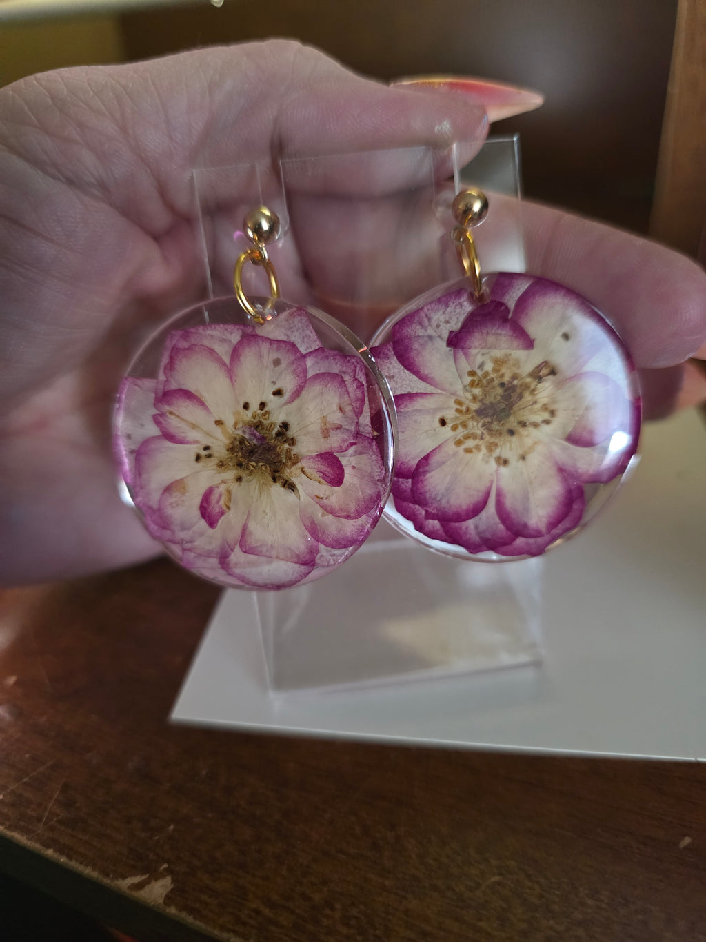 Large Floral resin earring dangle