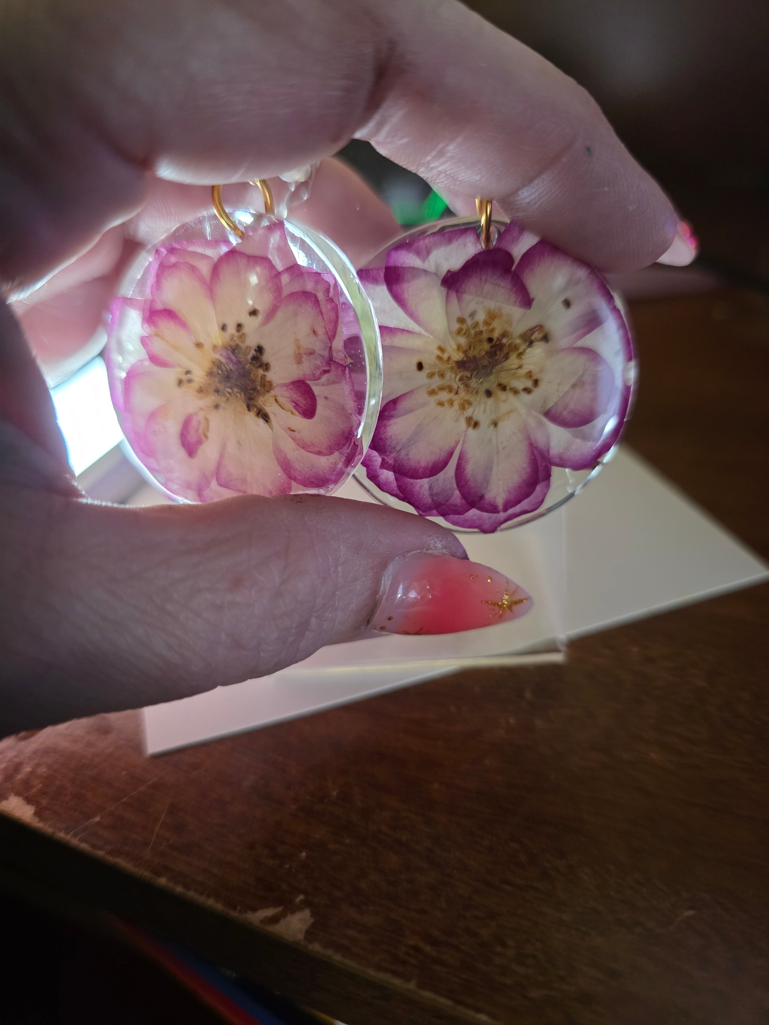 Large Floral resin earring dangle