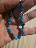 Hand made striped agate pair of stretch bracelets