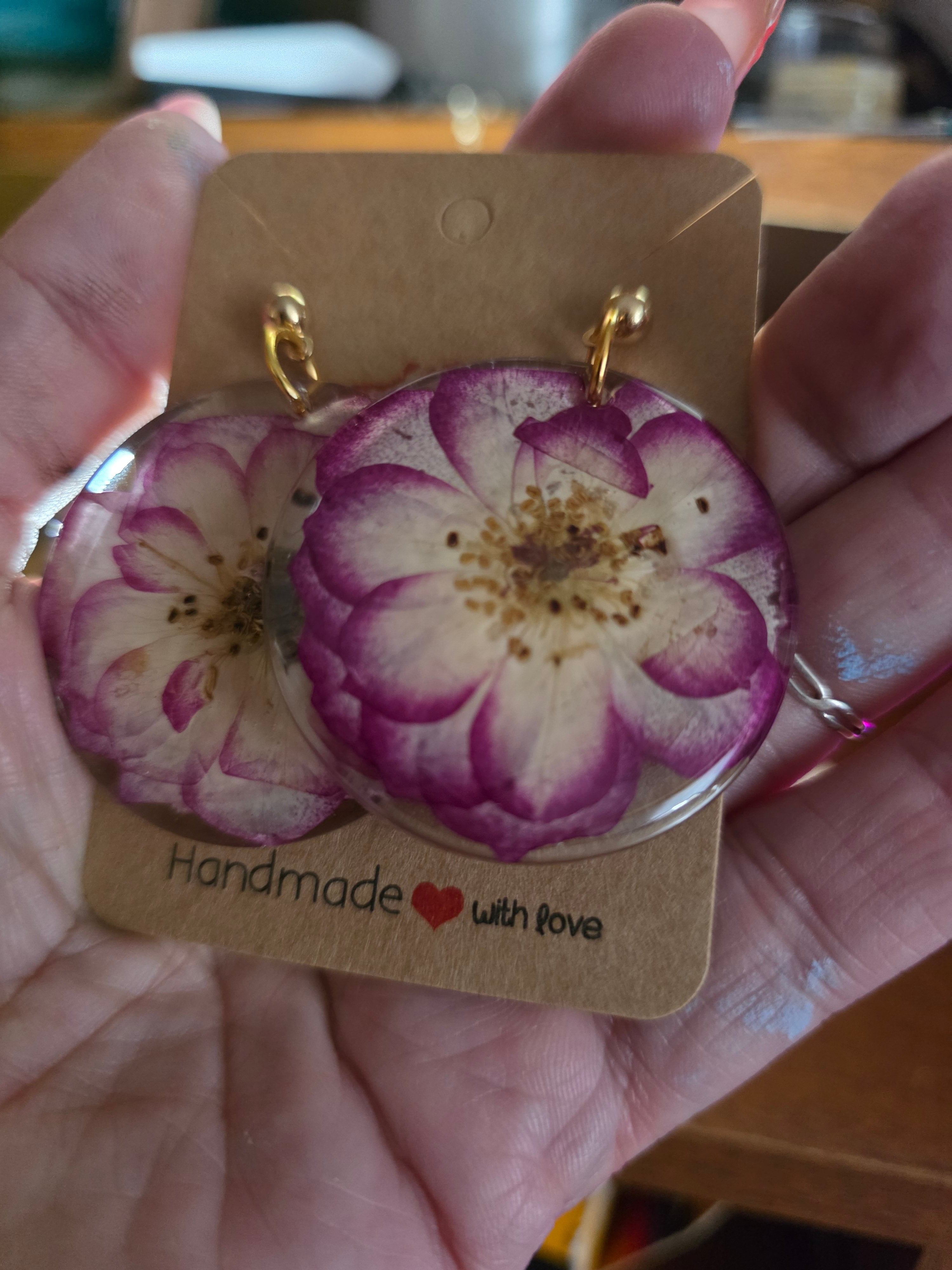 Large Floral resin earring dangle